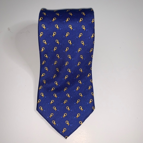 Zadi Andrew's silk tie blue print tie - Picture 5 of 8